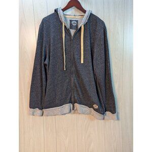 Life Is Good Mens Large Hoodie Full Zip Grey Jacket Drawstring Warm